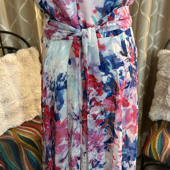 Donna Karan Asymmetrical Floral Dress - Red, Blue, White - Picture 9 of 16